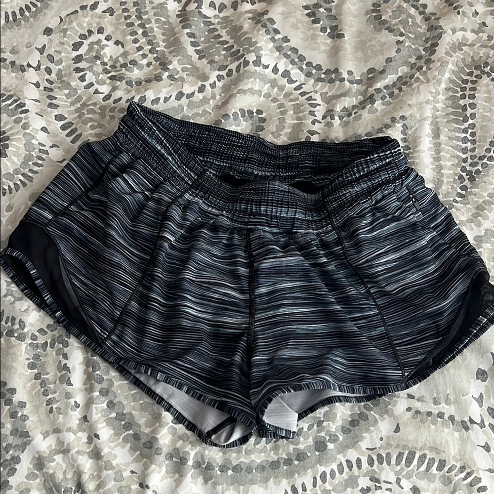 Lululemon Hotty Hot Black Striped Shorts